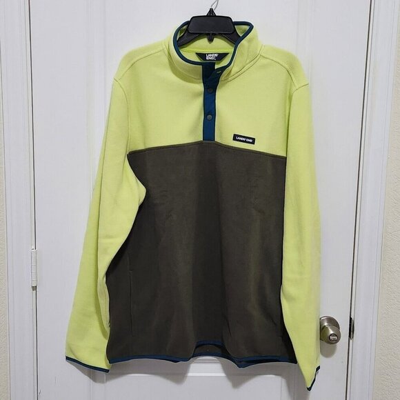Lands' End Mens XLT Quarter Snap Fleece Colorblock Pullover Longsleeve - Picture 1 of 7